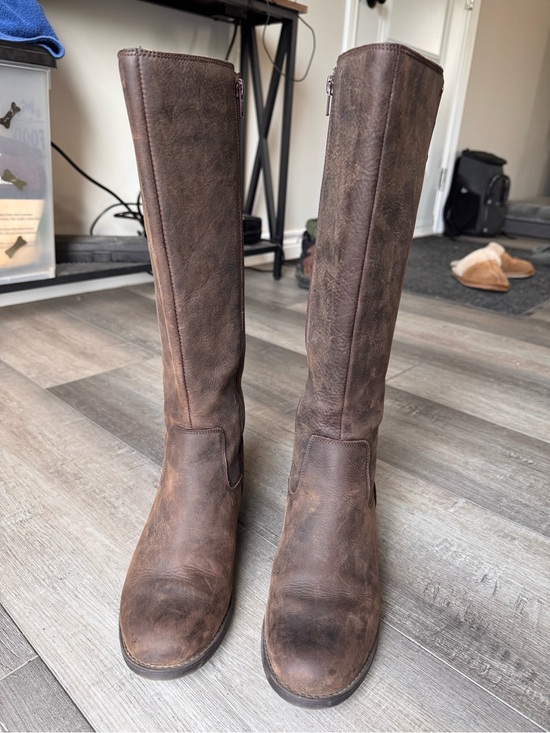 Hush Puppies Shoes - Hush Puppies Distressed Brown Leather Tall Riding boot